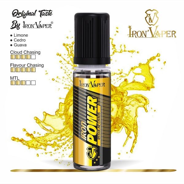 <p>Iron Power Regular Chaos Iron Vaper 5 ml aroma mini shot per sigaretta elettronica. La potenza fruttata del limone unito al cedro ed il guava.</p>