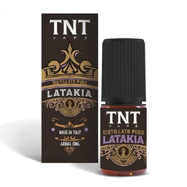 lL Latakia TNT Vape distillato puro in formato aroma concentrato 10 ml per sigarette elettroniche. Indicato per atomizzatori a tiro di guancia