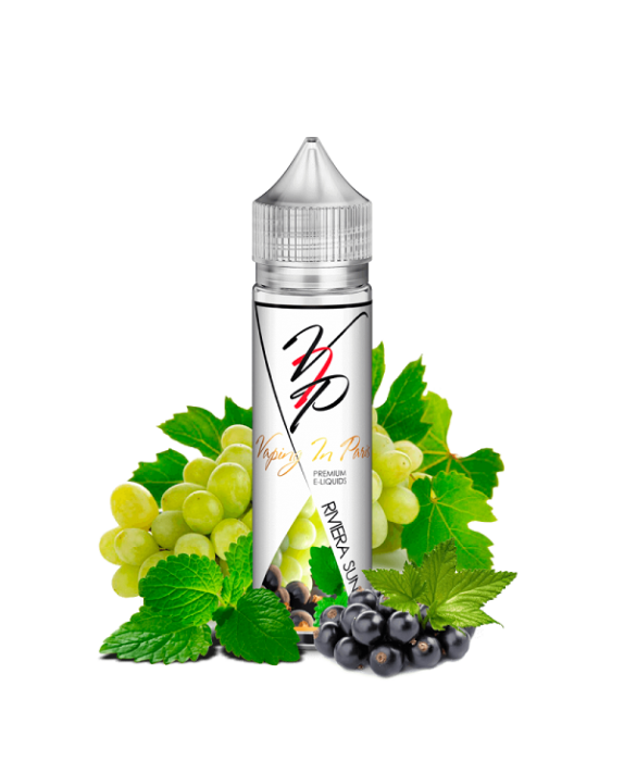 Liquido per sigaretta elettronica in formato aroma scomposto con una  miscela di uva e ribes nero ed un riverbero di menta crespa
