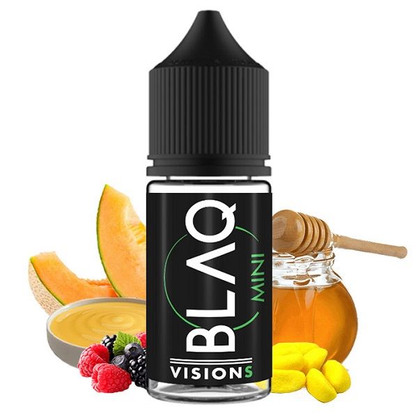 Visions Blaq 20 ml aroma scomposto per sigarette elettroniche . Il liquido fruttatissimo di Blaq ai frutti di bosco ,melone e banana ed una goccia di melata.