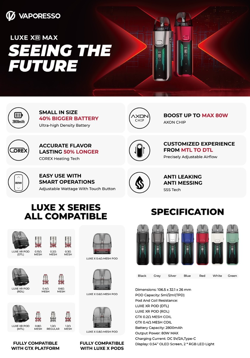 Vaporesso Luxe XRMax  Vendita sigarette elettroniche on line