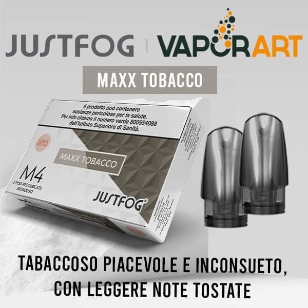 Max tobacco M4 Justfog Vaporart cartucce pod 2 ml (pacco da 3)