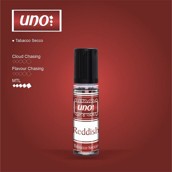 Uno Reddish liquido per sigarette elettroniche alla miscela di tabacchi secchi in formato liquido scomposto 20 ml.