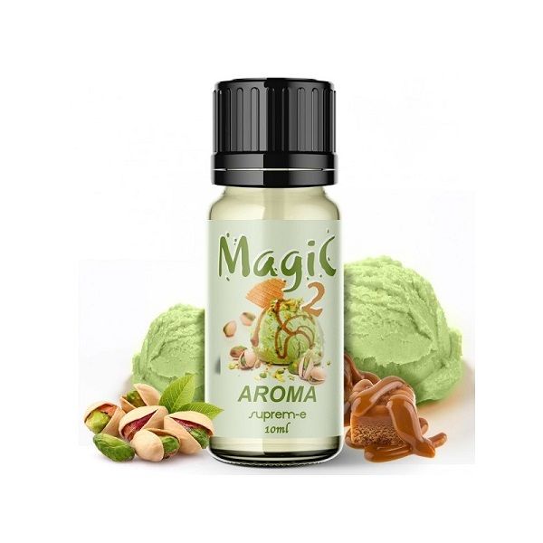 Supreme Magic 2 10 ml in formato aroma concentrato per sigarette elettroniche al gelato al pistacchio , cialda croccante e caramello.