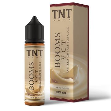 TNT Vape Booms Vanilla Cream Tobacco 20 ml aroma scomposto per sigarette elettroniche alla crema di vaniglia e 5 gocce di tabacco Booms