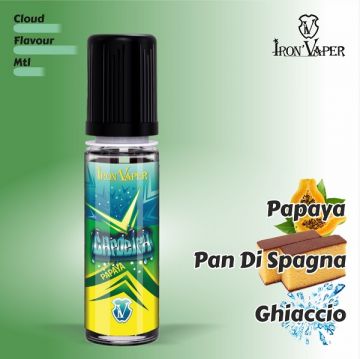 Capoeira Ice Papaya Edition 5 ml mini shot. Fresca papaya e ghiaccio su letto di pan di spagna.