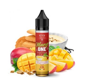 MangOne aroma scomposto per sigarette elettroniche- un delizioso mango maturo con delicata crema e biscotto graham con meringa di Supreme. Formato aroma Mini Shot (10+10)